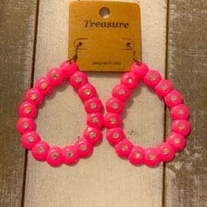 Hot Pink AB Crystal year drop Earrings